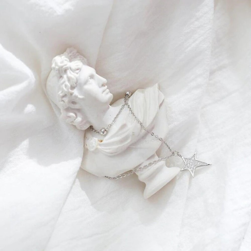 NEW 925 Sterling Silver Diamond Star Necklace V - Picture 7 of 8